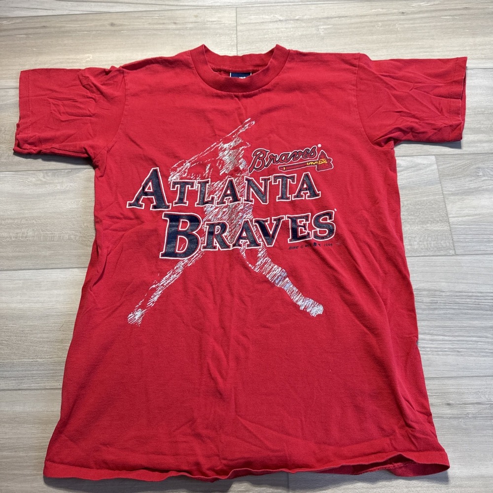 Vintage Bike Atlanta Braves Red Men's Shirt Size MED Made In‎ USA Single Stitch